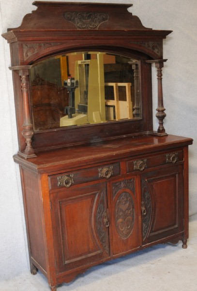 Art Nouveau mirror back sideboard - South Perth Antiques & Collectables