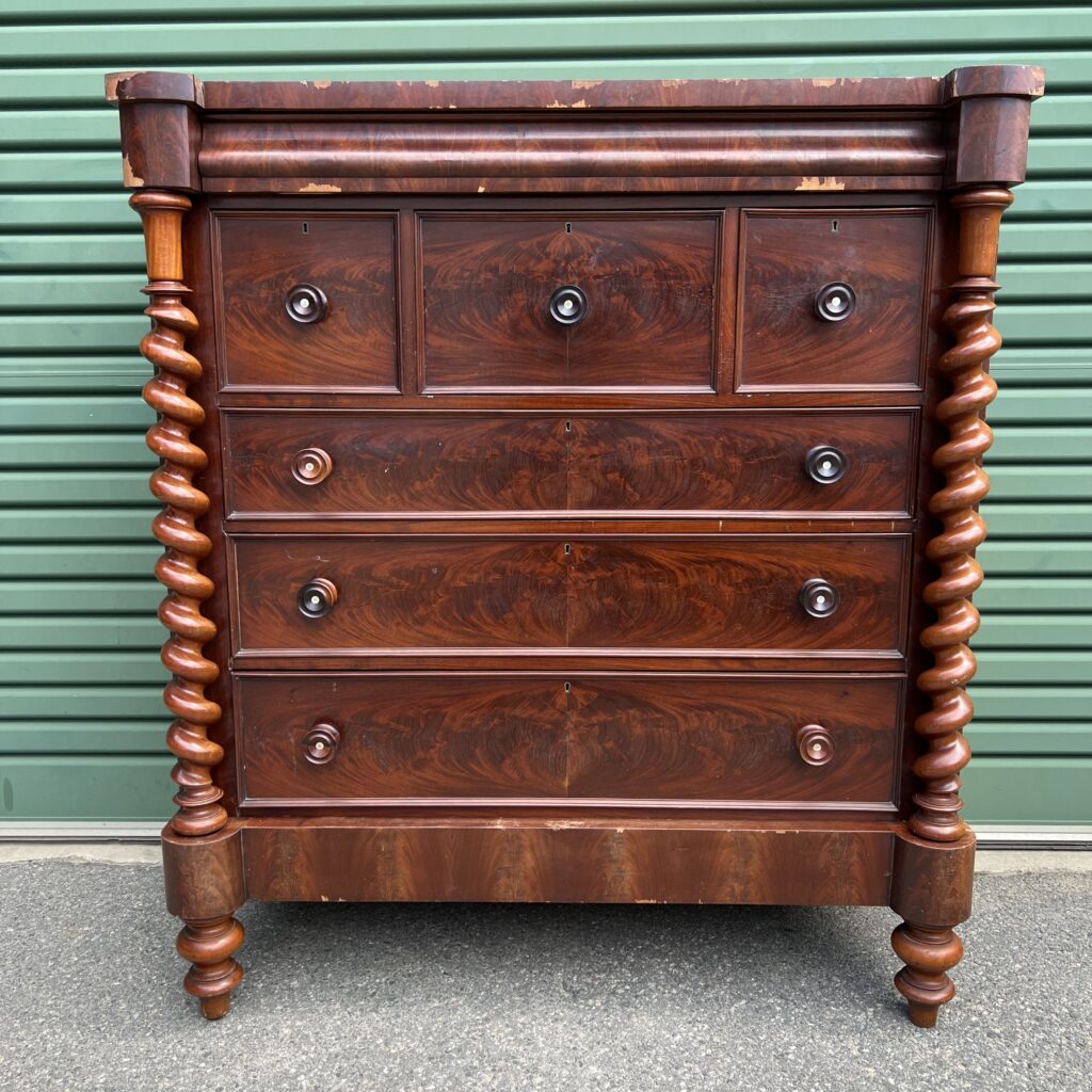 A Victorian flame mahogany chest of drawers South Perth Antiques